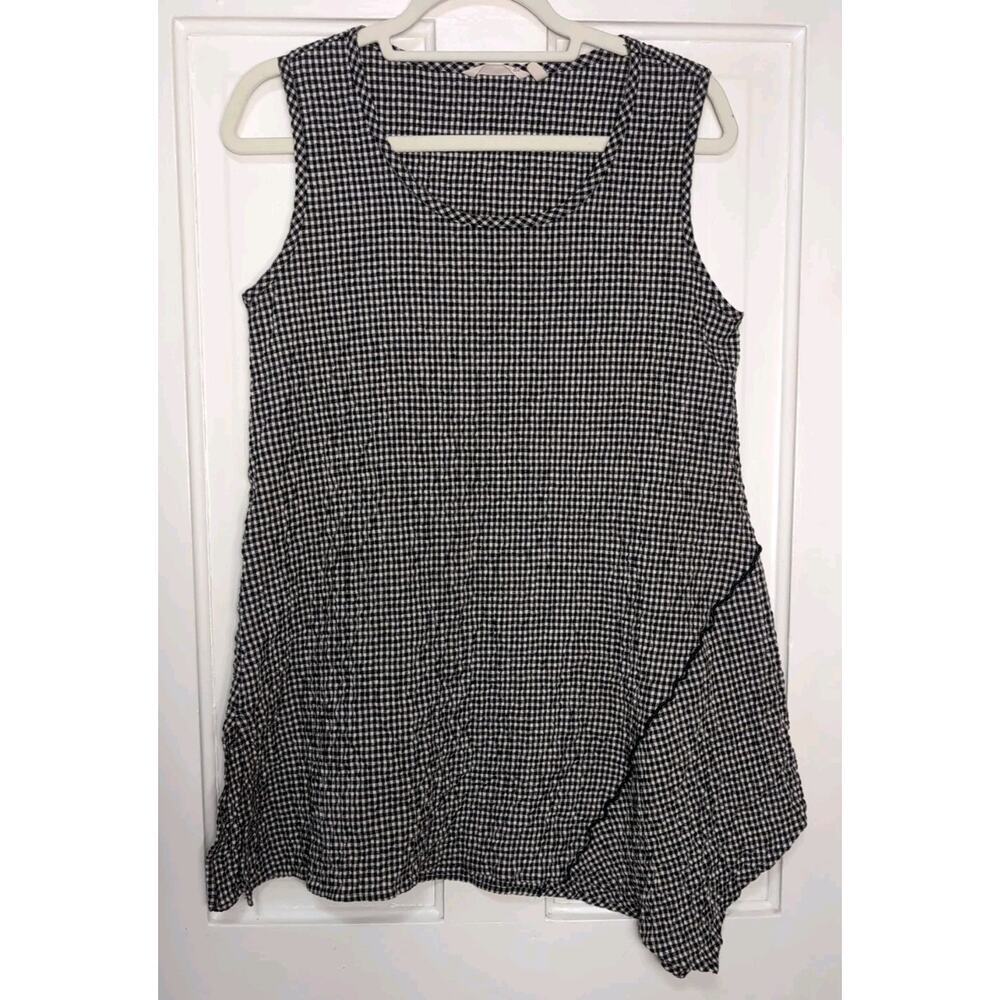 Soft Surroundings Top Black Check Sleeveless Flowy Boho Artsy Woman's S(1209)
